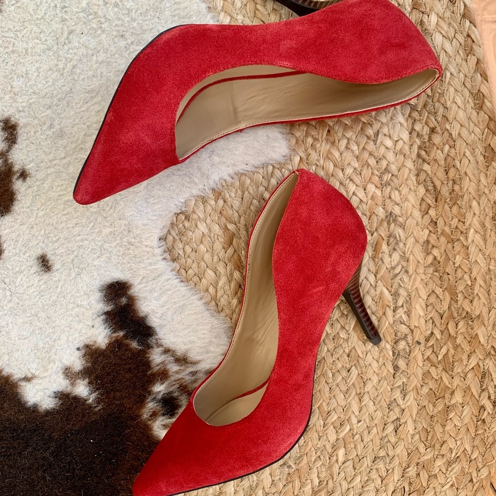 Mojo Moxy red suede leather heel